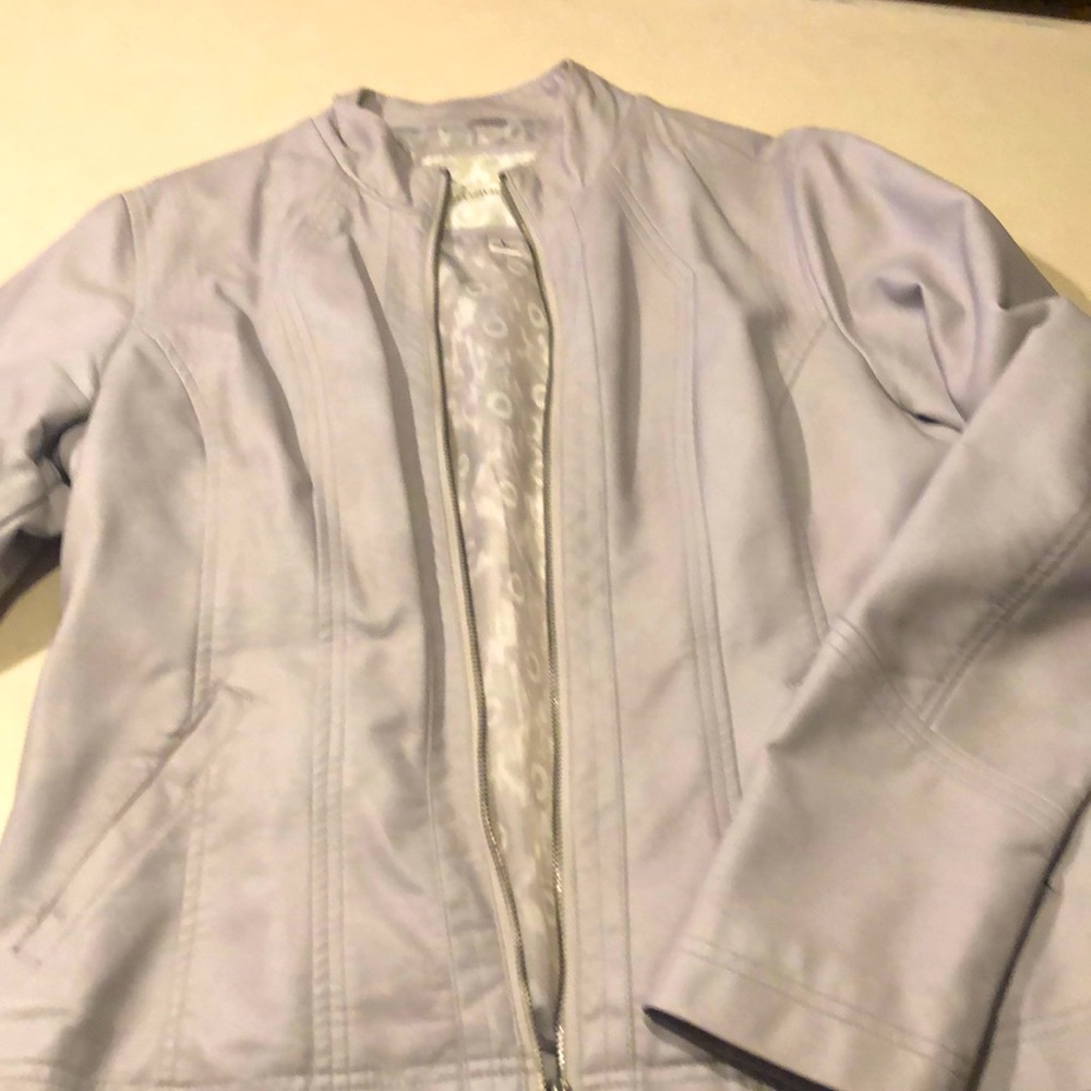 Soft faux leather jacket-light gray